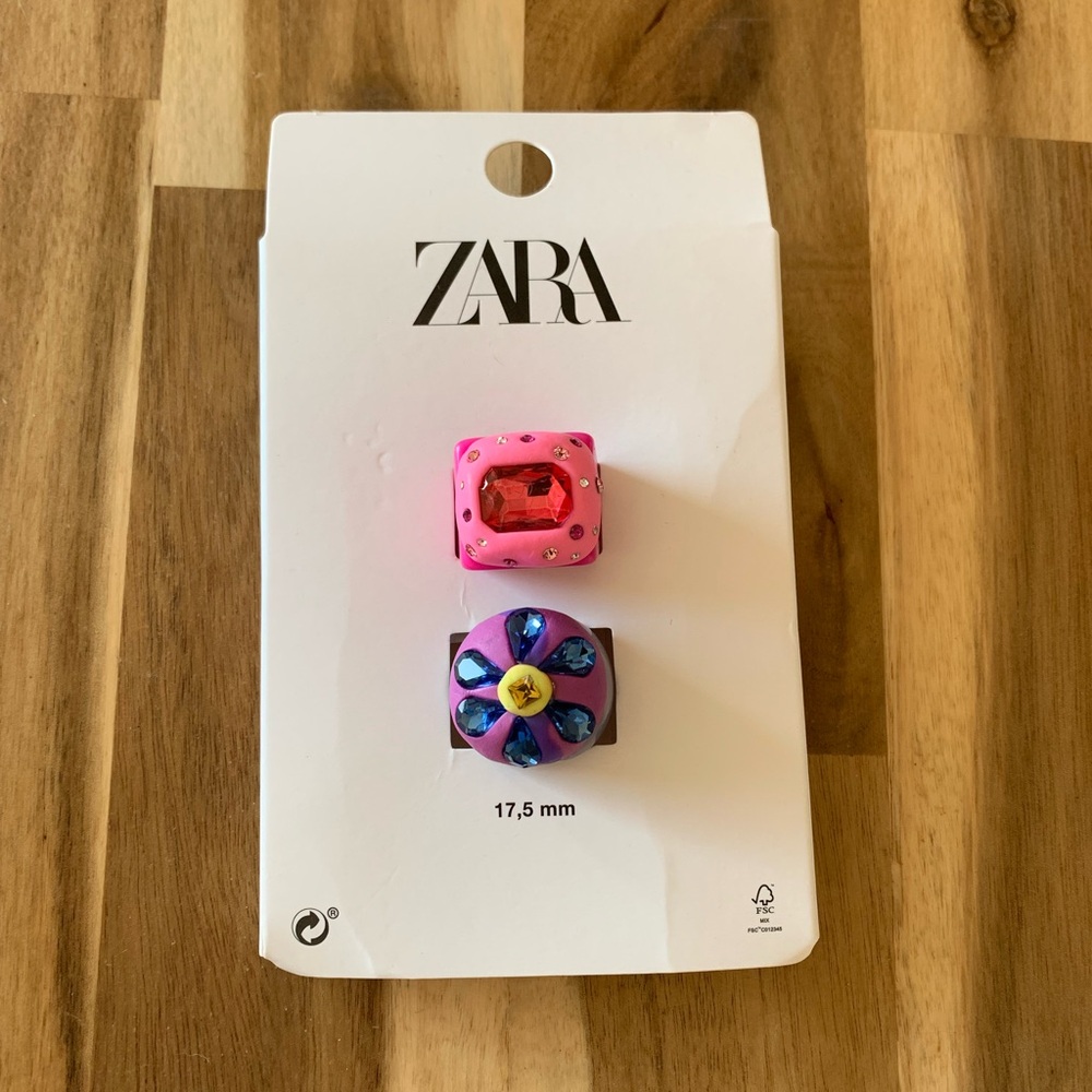 Zara candy color 2 pack of rings jewelry Size 17.5cm/ 7.25 NWT